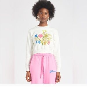 Fiorucci Floral Crop Sweatshirt